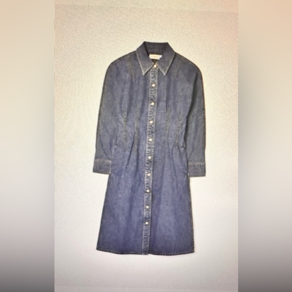 NWT - Tory Burch Blue Long Sleeve Shirt Dress - Picture 2 of 9